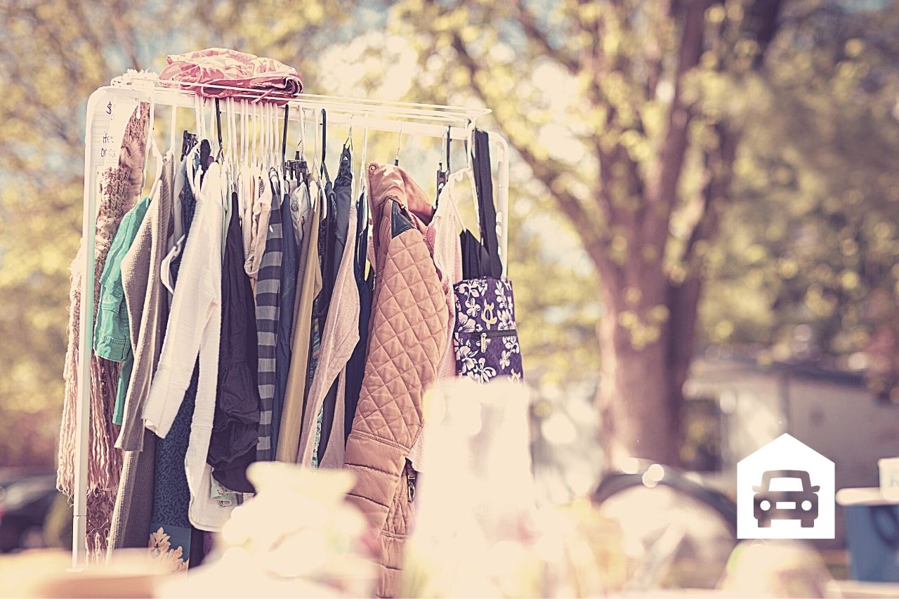 how to hang clothes at a garage sale